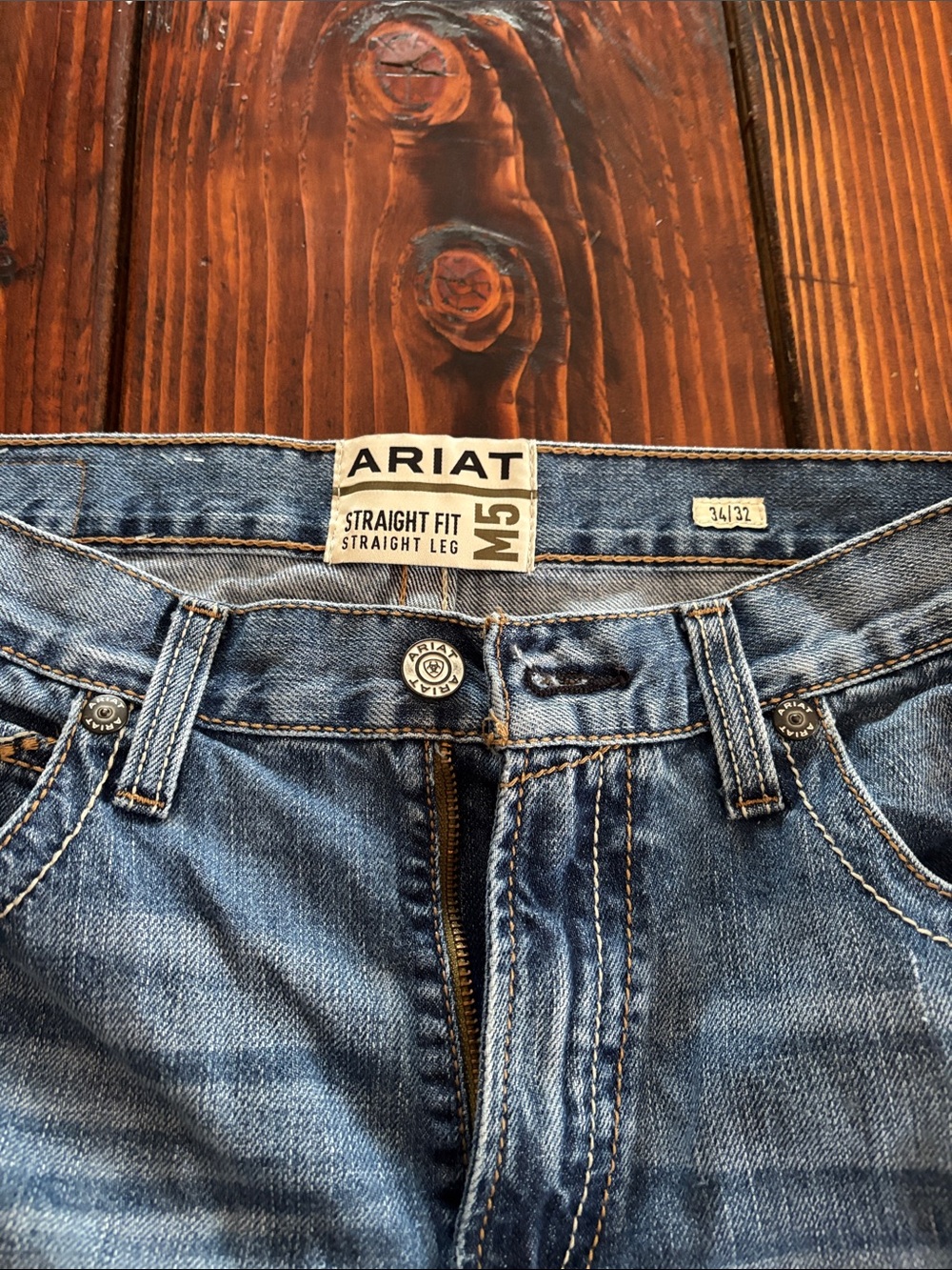 Ariat Men's Straight Leg Classic Blue Denim Jeans